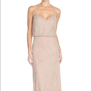 Silver/Nude Beaded Blouson Gown